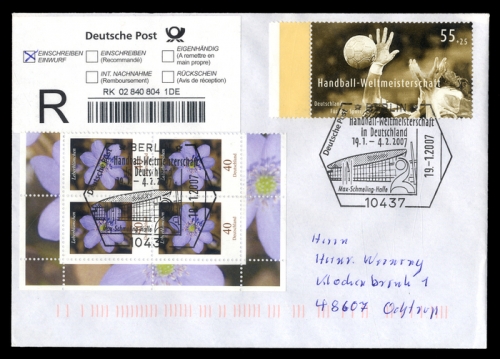 2007, Sport u. Spiel,Ballsport,Handball, 2578 u.a., Brief