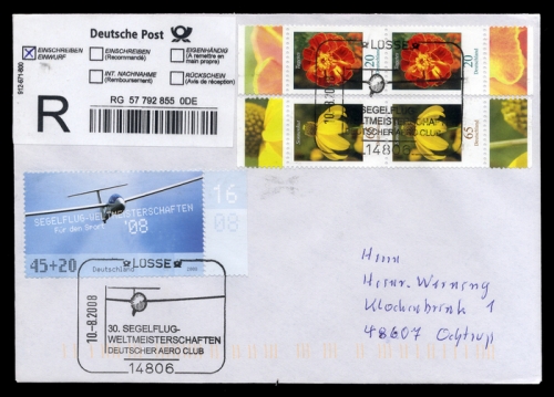 2008, Luftfahrt,Segelflug,sonstige, 2649 u.a., Brief