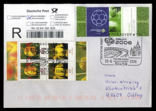 2006, Sport u. Spiel,Fussball,Weltmeisterschaften, 2521 u.a., Brief