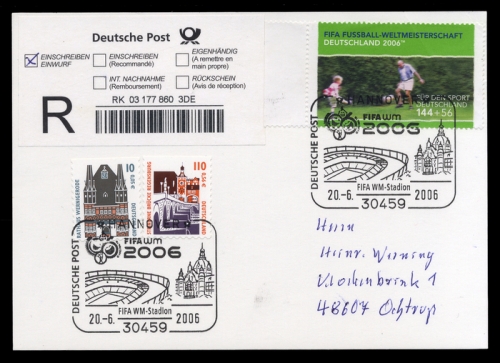2006, Sport u. Spiel,Fussball,Weltmeisterschaften, 2328 u.a., Brief