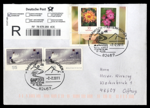 2011, Sport u.Spiel,Wintersport,Ski, 2834 u.a., Brief