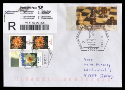 2008, Sport u. Spiel,Schach,Tuniere, 2651 u.a., Brief