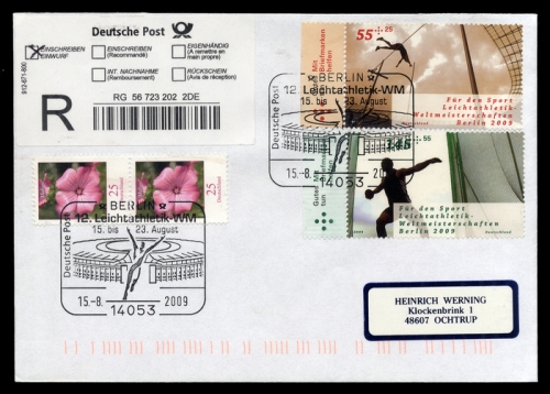 2009, Sport u. Spiel,Wassersport,sontiges, 2729-30 u.a., Brief