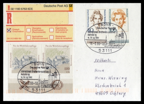 1999, Postgeschichte,Briefmarkenausstellungen,International ...