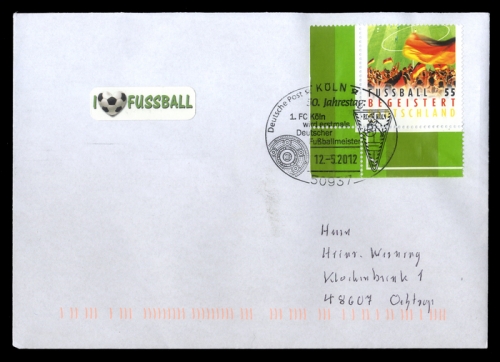 2012, Sport u. Spiel,Fussball,Vereine, 2930, Brief