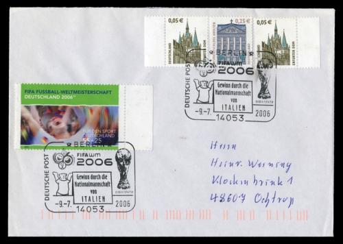 2006, Sport u. Spiel,Fussball,Weltmeisterschaften, 2325 u.a., Brief