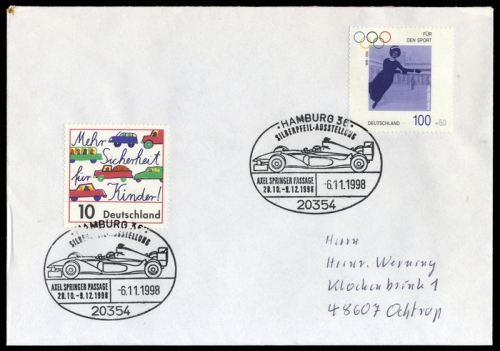 1998, Fahrzeuge,Autos,Auto Ausstellungen, 1863 u.a., Brief
