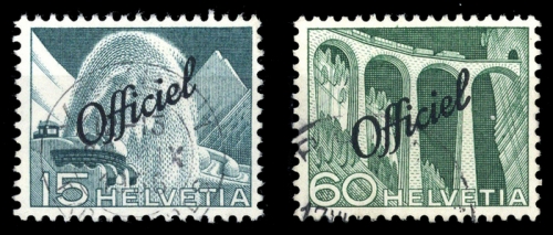 1950, Schweiz Dienstmarken für Bundesbehörden, D 66, 73, gest.