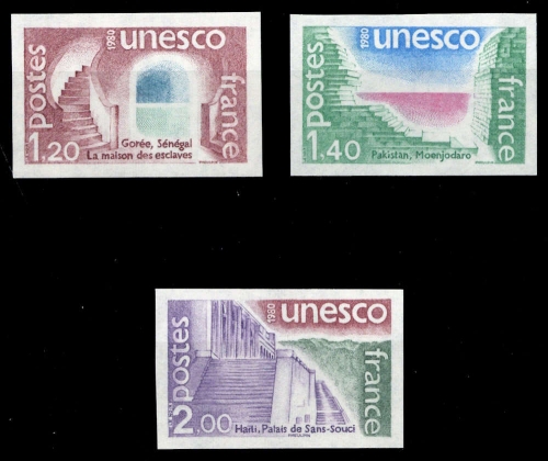1980, Frankreich Dienstmarken für die UNESCO, 21-23 U, **