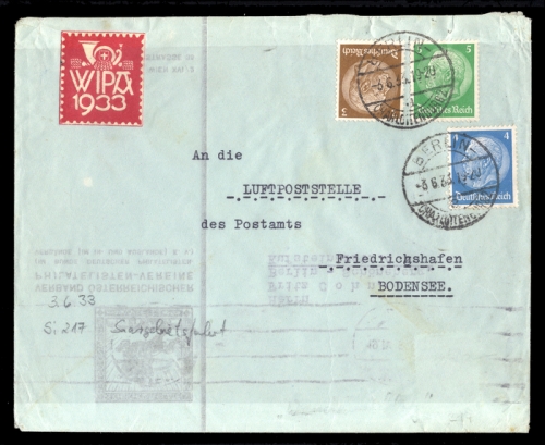 1933, Zeppelin,Zeppelinpost LZ 127,Deutschlandfahrten 1933, Si ...