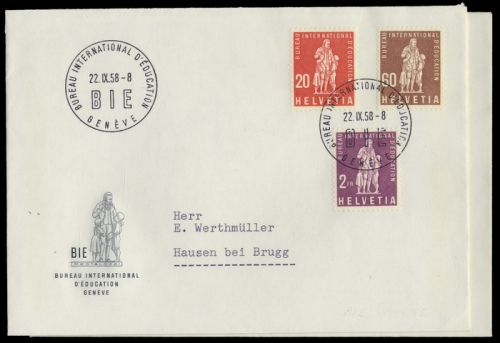 1958, Schweiz Internationale Erziehungsamt BIE, 40-45, FDC