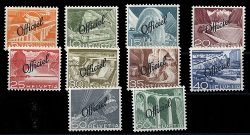 1950, Schweiz Dienstmarken für Bundesbehörden, 64-73, **