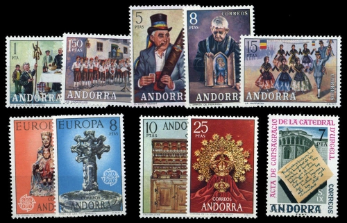 1972, Andorra Spanische Post, 78-82 u.a., **
