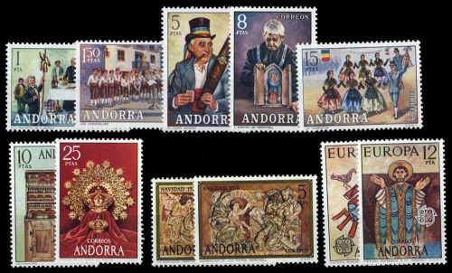 1972, Andorra Spanische Post, 78-82 u.a., **