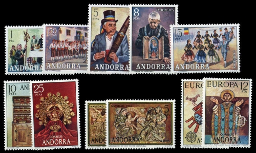 1972, Andorra Spanische Post, 78-82 u.a., **