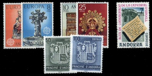 1974, Andorra Spanische Post, 88-89 u.a., **
