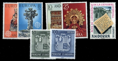 1974, Andorra Spanische Post, 88-89 u.a., **