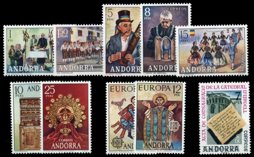 1972, Andorra Spanische Post, 78-82 u.a., **