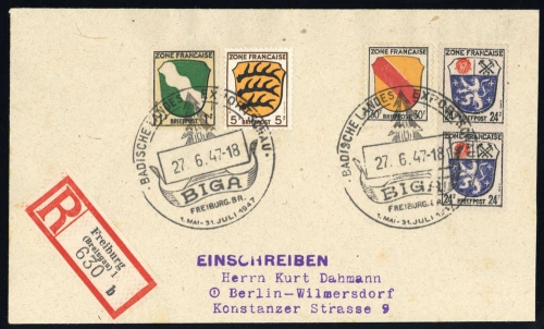 Französische Zone Allgemeine Ausgabe, 10 u.a., Brief