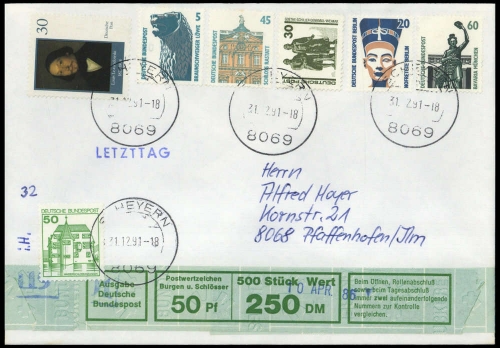 1991, Bundesrepublik Deutschland, 1038 Banderole, Brief