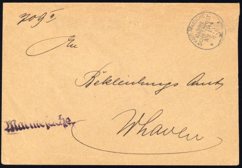 1916, Deutsche Marine Schiffspost, MSP 104, Brief