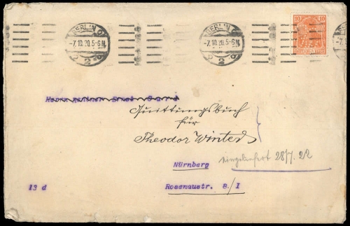 1920, Deutsches Reich, 141 Lo, Brief