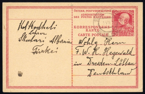 1910, Österreich Post in der Levante, P 26, Brief