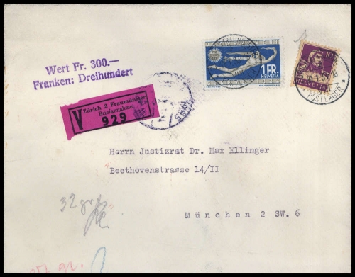 1933, Schweiz, 204, 255, Brief