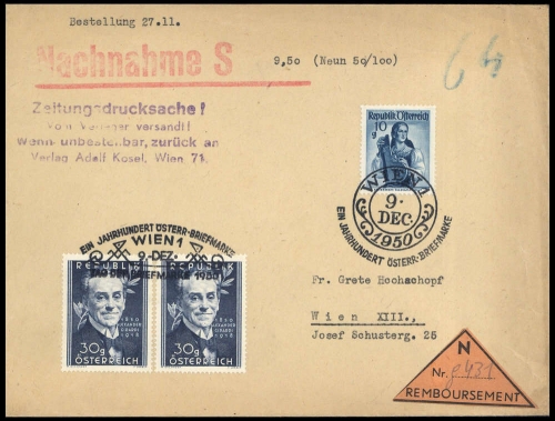 1950, Österreich, 895, 958 (2), Brief