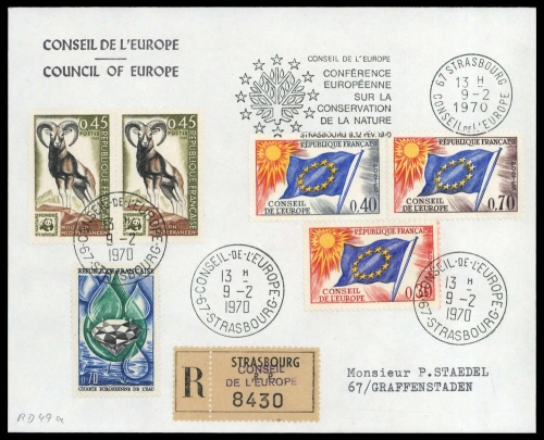 1970, Frankreich Dienstmarken für den Europarat, 11, 13-14 u.a., ...