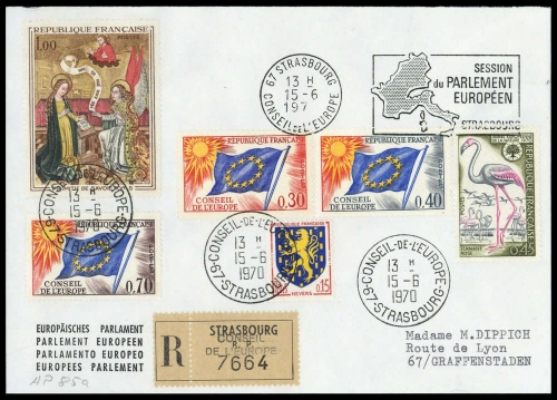 1970, Frankreich Dienstmarken für den Europarat, 11, 13-14 u.a., ...