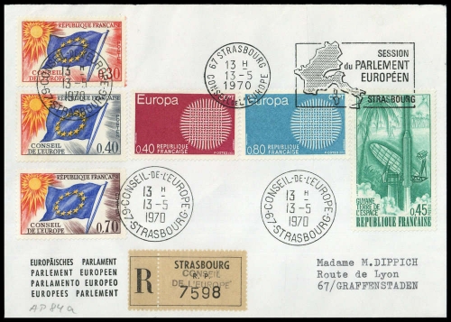 1970, Frankreich Dienstmarken für den Europarat, 11, 13-14 u.a., ...