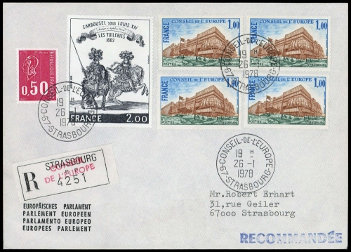 1978, Frankreich Dienstmarken für den Europarat, 21 (4) u.a., Brief