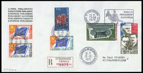 1975, Frankreich Dienstmarken für den Europarat, 11, 13, 15 u.a. ...