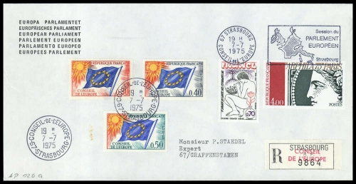 1975, Frankreich Dienstmarken für den Europarat, 11, 13, 15 u.a. ...