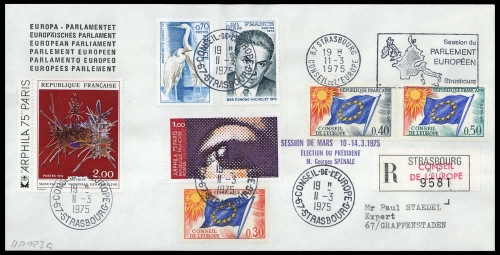 1975, Frankreich Dienstmarken für den Europarat, 11, 13, 15 u.a. ...