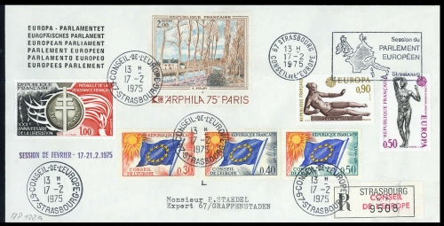 1975, Frankreich Dienstmarken für den Europarat, 11, 13, 15 u.a. ...