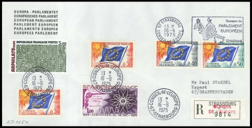 1975, Frankreich Dienstmarken für den Europarat, 11 (2), 13, 15 ...