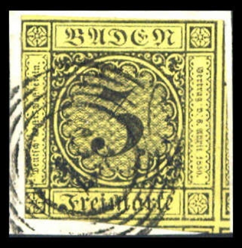1851, Altdeutschland Baden, 2, Briefst.