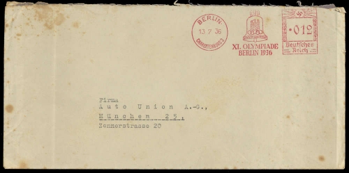 Sport u. Spiel,Olympia Berlin 1936,Sonderstempel, Brief