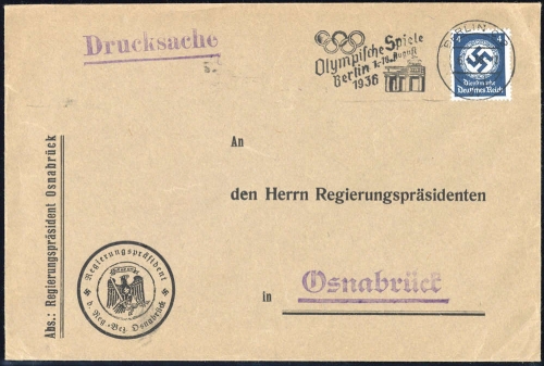 Sport u. Spiel,Olympia Berlin 1936,Sonderstempel, D 133, Brief