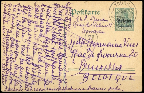 1914, Deutsche Besetzung I. WK Belgien, P 1, Brief