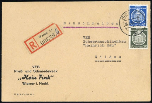 1954, DDR Dienstpost, D 15, 8, Brief
