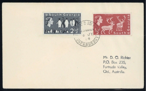 1963, Falkland Abhänige Gebiete F Süd Georgien, 9, 12, Brief