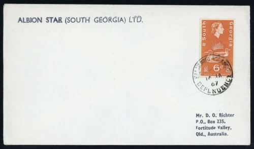 1963, Falkland Abhänige Gebiete F Süd Georgien, 16, Brief