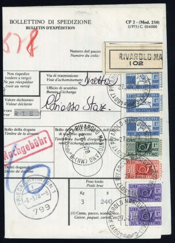 1957, Italien, P 100 (3) u.a., Brief