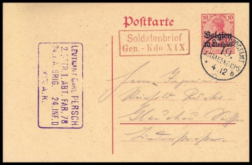 1914, Deutsche Besetzung I. WK Belgien, P 2, Brief