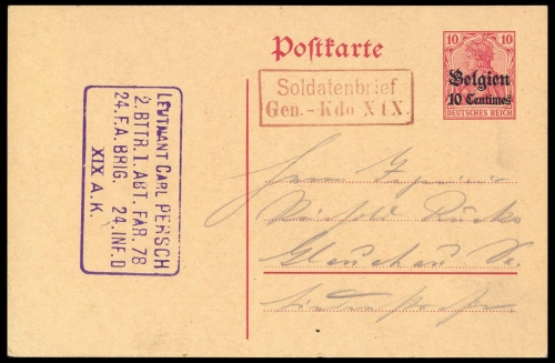 1914, Deutsche Besetzung I. WK Belgien, P 2, Brief