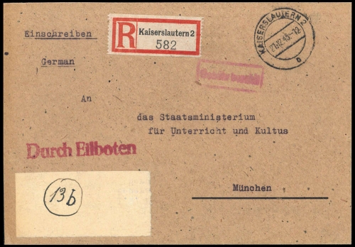 Französische Zone Rheinland Pfalz, Brief