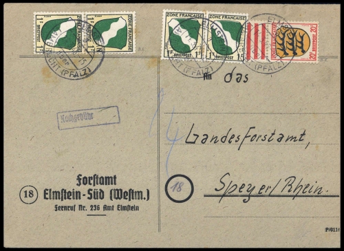 1945, Französische Zone Allgemeine Ausgabe, 1 (4), 8, Brief